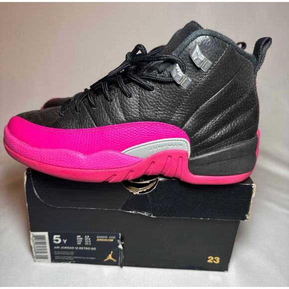 Size 5 - Air Jordan 12 Retro GS Deadly Pink Men's Shoes Ships Now - Picture 8 of 13